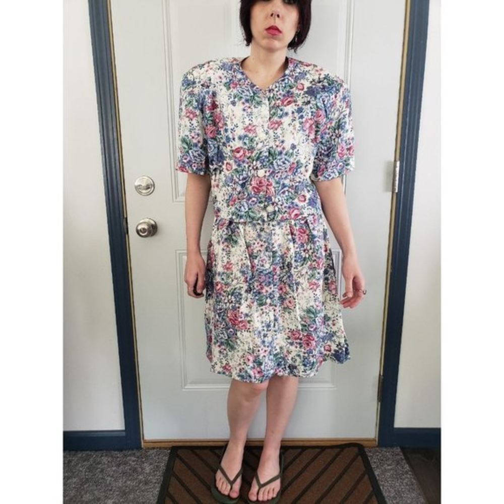 Vintage‎ 80s Cottagecore Floral Skirt Set